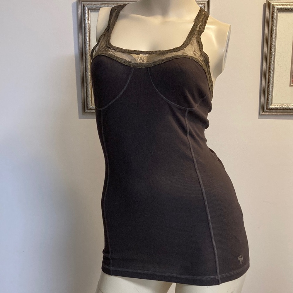 Abercrombie & Fitch Lace Trim Brown Tank Top
